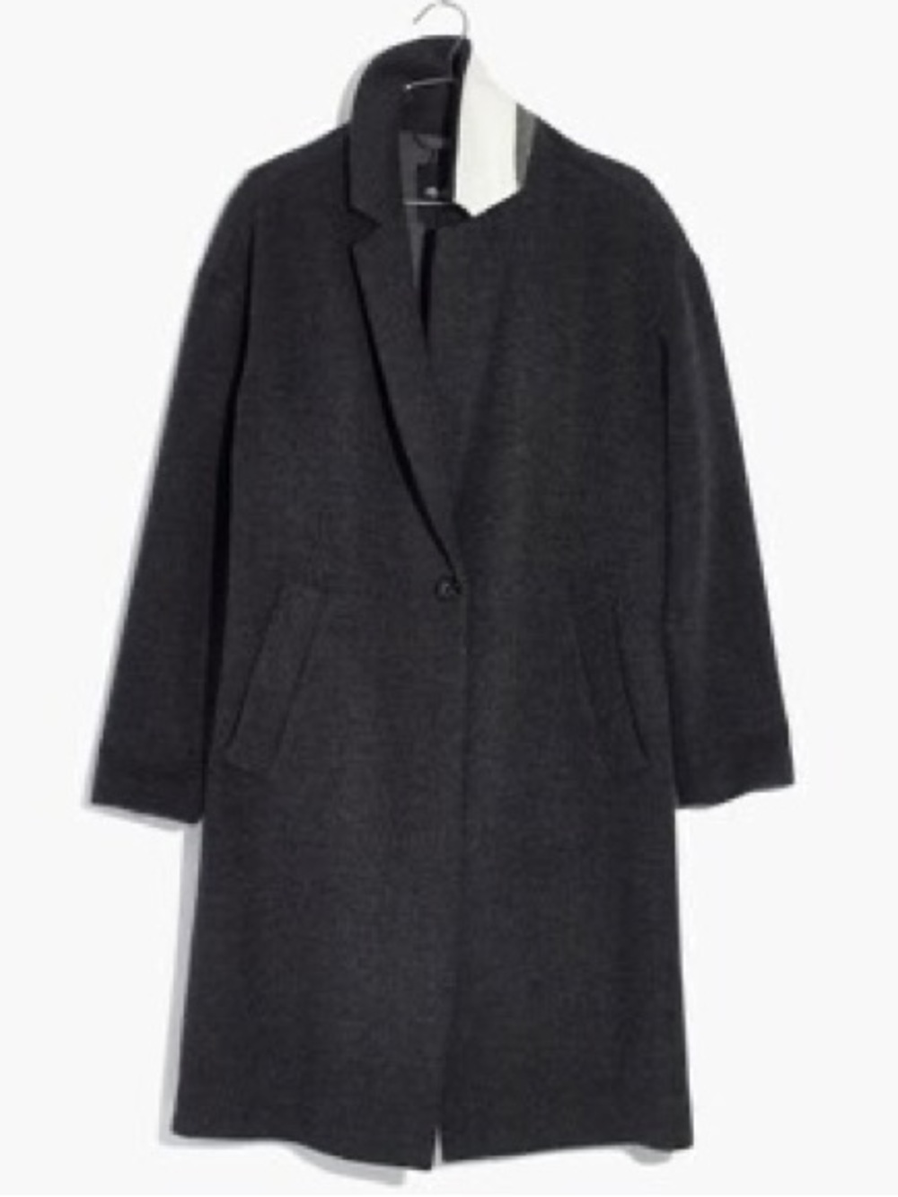 Madewell Charcoal Gray Wool-Blend Single-Button Coat